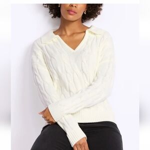 Evolution by Cyrus Goji Collared Cable Knit Sweater